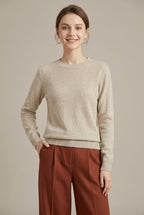 Damska Bluza | Luźny krój z okrągłym dekoltem i prążkowanymi - Arkadya Outlet - Sweaters