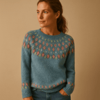 Damska Bluza | Luźny Krój z Okrągłym Dekoltem i Wzorem - Arkadya Outlet - Sweaters