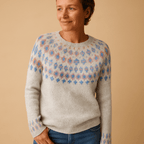 Damska Bluza | Luźny Krój z Okrągłym Dekoltem i Wzorem - Arkadya Outlet - Sweaters