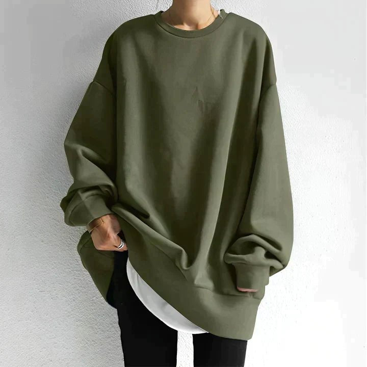 Damska Bluza Oversize | Krój Plus Size z Okrągłym Dekoltem - Arkadya Outlet - Sweaters
