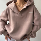 Damska Bluza z Kapturem | Oversize z Prążkowanymi Mankietami - Arkadya Outlet - Sweaters