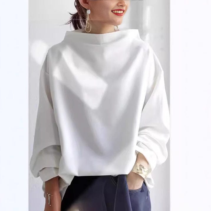 Damska Bluza z Lejkiem | Luźny Krój z Opuszczonymi Ramionami - Arkadya Outlet - Sweaters