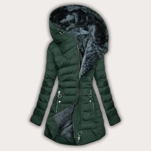Damska Kurtka Puchowa | Asymetryczny Zamek i Kaptur - Arkadya Outlet - Jackets