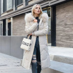 Damska Kurtka Puchowa | Przedłużona z kapturem z futerkiem - Arkadya Outlet - Jackets