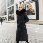 Damska Kurtka Puchowa | Przedłużona z kapturem z futerkiem - Arkadya Outlet - Jackets