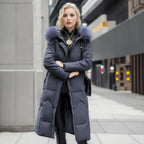 Damska Kurtka Puchowa | Przedłużona z kapturem z futerkiem - Arkadya Outlet - Jackets