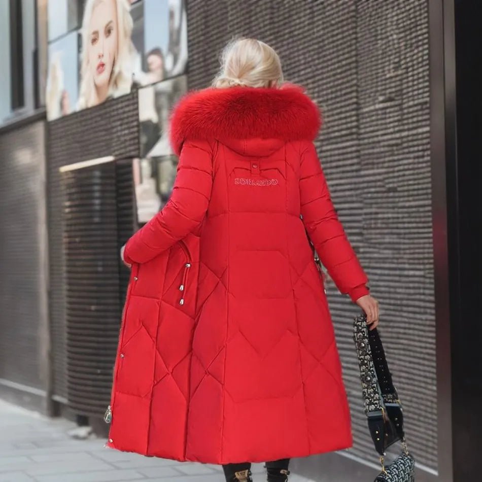 Damska Kurtka Puchowa | Przedłużona z kapturem z futerkiem - Arkadya Outlet - Jackets