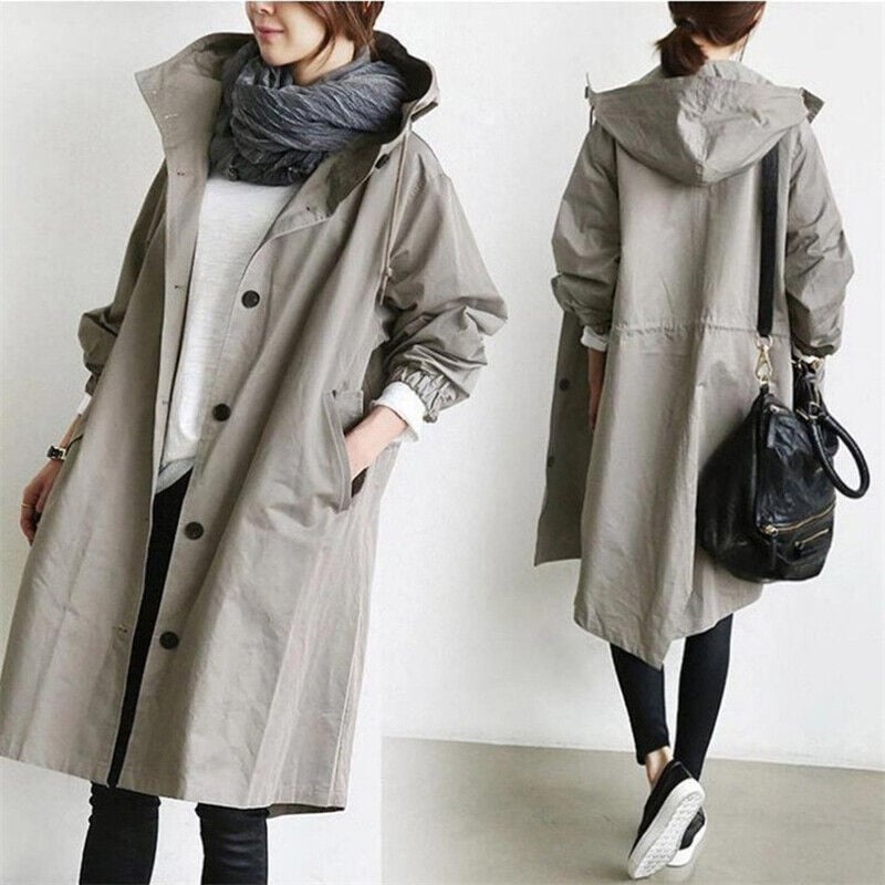 Damska Parka | Luźny krój z regulowanym kapturem na sznurek - Arkadya Outlet - Jackets