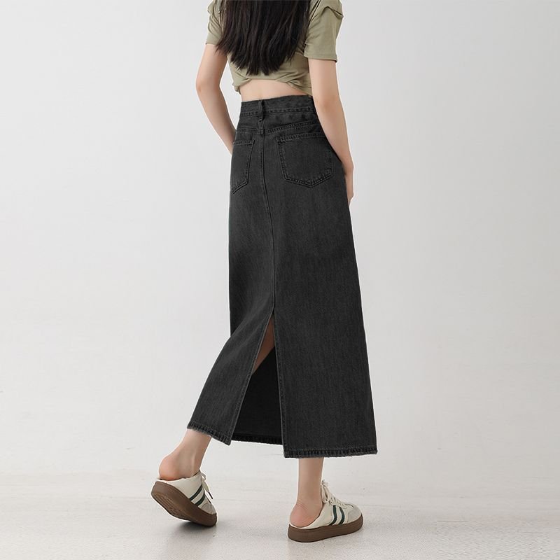 Damska Spódnica Maxi | Prosty krój z rozcięciem z tyłu - Arkadya Outlet - Skirts