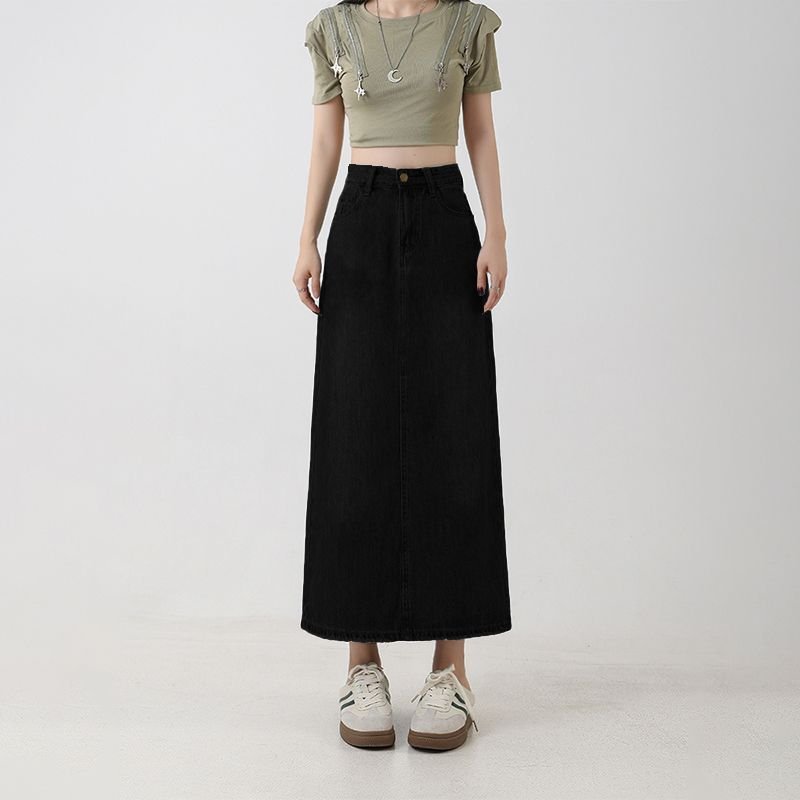 Damska Spódnica Maxi | Prosty krój z rozcięciem z tyłu - Arkadya Outlet - Skirts