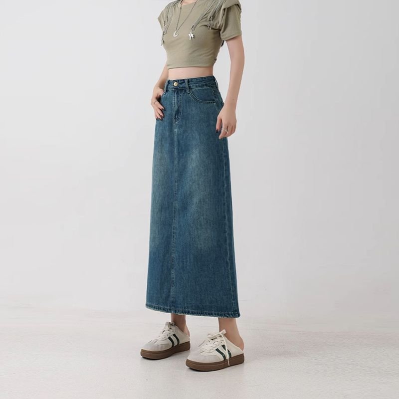 Damska Spódnica Maxi | Prosty krój z rozcięciem z tyłu - Arkadya Outlet - Skirts