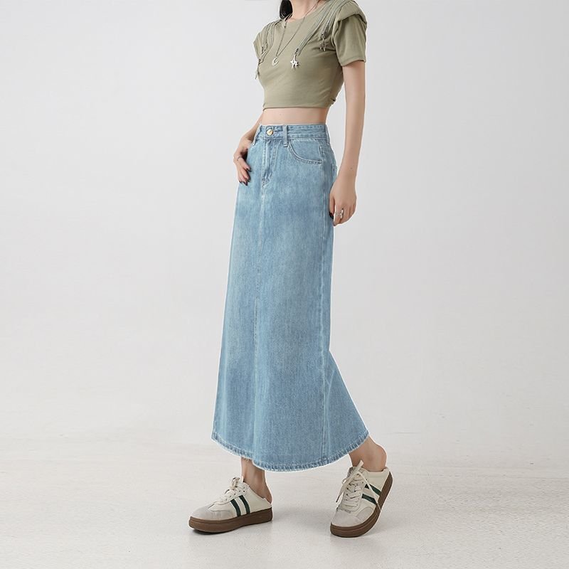 Damska Spódnica Maxi | Prosty krój z rozcięciem z tyłu - Arkadya Outlet - Skirts