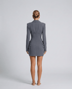 Damska Sukienka Blazer | Gorsetowy Pas i Dekolt V - Arkadya Outlet - Blazers