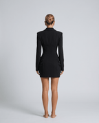 Damska Sukienka Blazer | Gorsetowy Pas i Dekolt V - Arkadya Outlet - Blazers
