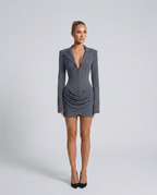 Damska Sukienka Blazer | Gorsetowy Pas i Dekolt V - Arkadya Outlet - Blazers