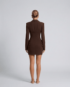 Damska Sukienka Blazer | Gorsetowy Pas i Dekolt V - Arkadya Outlet - Blazers