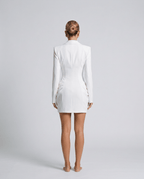 Damska Sukienka Blazer | Gorsetowy Pas i Dekolt V - Arkadya Outlet - Blazers