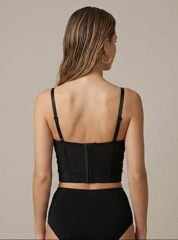 Damski Gorset Crop Top | Dekolt w Serce i Regulowane Ramiączka - Arkadya Outlet - Gorset