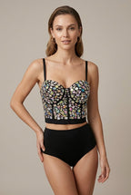 Damski Gorset Crop Top | Dekolt w Serce i Regulowane Ramiączka - Arkadya Outlet - Gorset