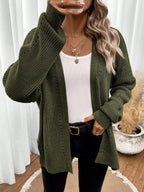 Damski Kardigan | Luźny krój z fakturą pointelle i rozcięciami - Arkadya Outlet - Cardigans