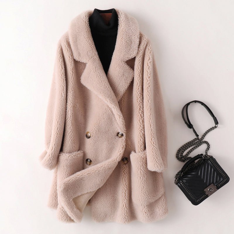 Damski Płaszcz | Dwurzędowe zapięcie i naszywane kieszenie - Arkadya Outlet - Coats