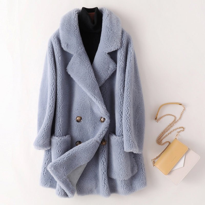 Damski Płaszcz | Dwurzędowe zapięcie i naszywane kieszenie - Arkadya Outlet - Coats