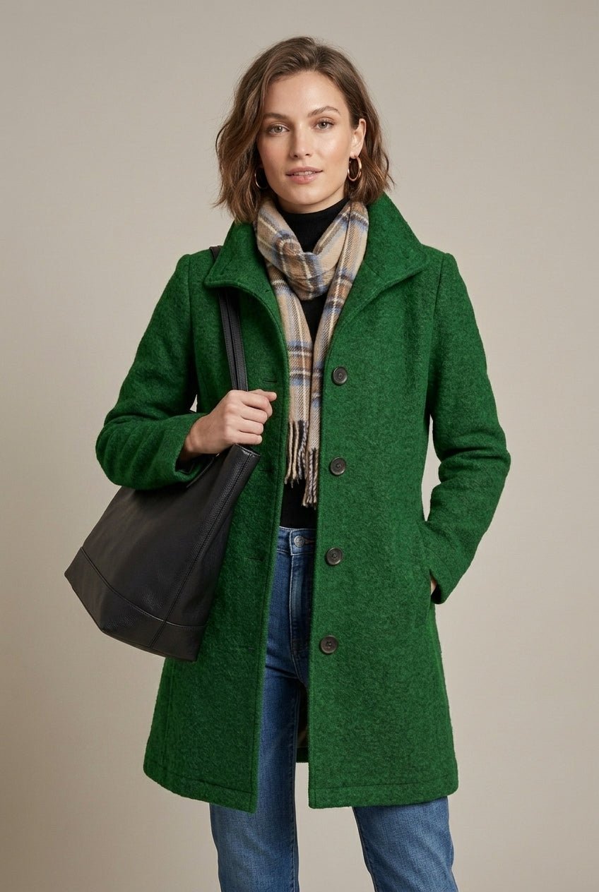 Damski Płaszcz | Notched kołnierz i zapięcie na guziki długość midi - Arkadya Outlet - Coats