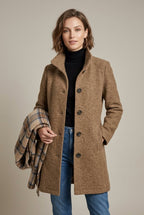 Damski Płaszcz | Notched kołnierz i zapięcie na guziki długość midi - Arkadya Outlet - Coats