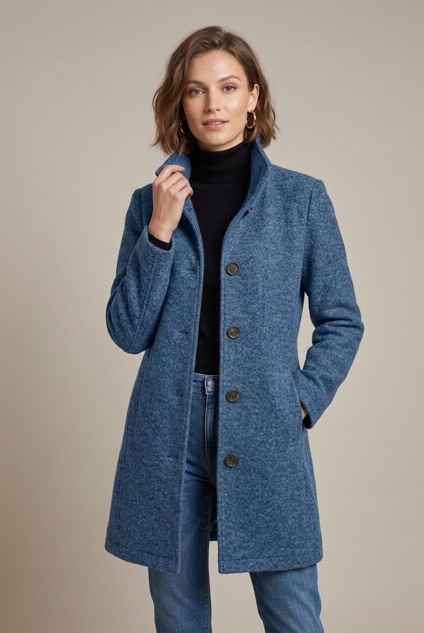 Damski Płaszcz | Notched kołnierz i zapięcie na guziki długość midi - Arkadya Outlet - Coats