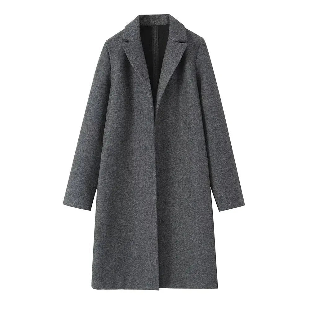 Damski Płaszcz | Prosty krój z ukrytym rzędem guzików z przodu - Arkadya Outlet - Coats