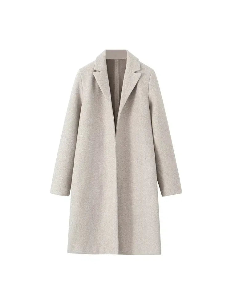 Damski Płaszcz | Prosty krój z ukrytym rzędem guzików z przodu - Arkadya Outlet - Coats