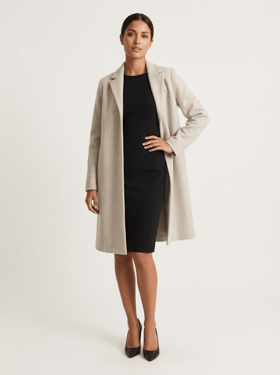 Damski Płaszcz | Prosty krój z ukrytym rzędem guzików z przodu - Arkadya Outlet - Coats