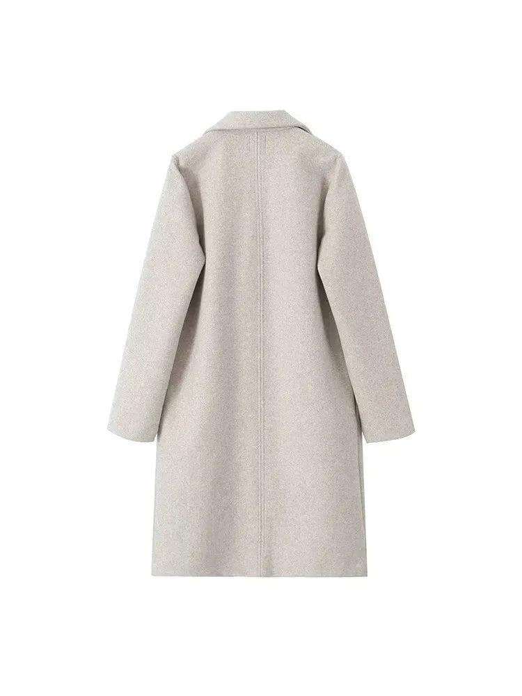 Damski Płaszcz | Prosty krój z ukrytym rzędem guzików z przodu - Arkadya Outlet - Coats