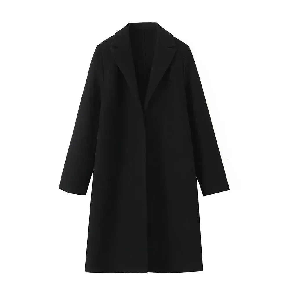 Damski Płaszcz | Prosty krój z ukrytym rzędem guzików z przodu - Arkadya Outlet - Coats