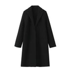 Damski Płaszcz | Prosty krój z ukrytym rzędem guzików z przodu - Arkadya Outlet - Coats