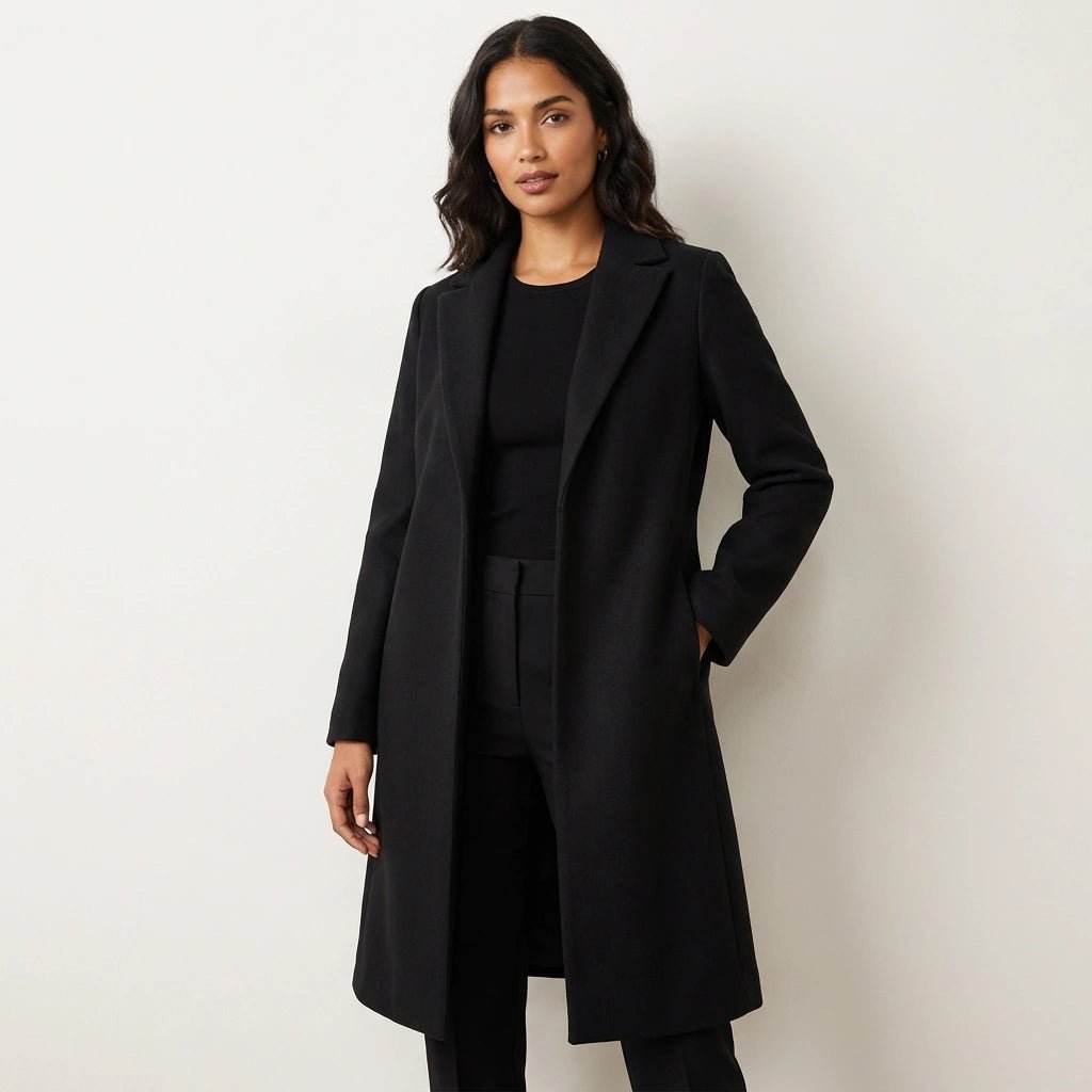 Damski Płaszcz | Prosty krój z ukrytym rzędem guzików z przodu - Arkadya Outlet - Coats
