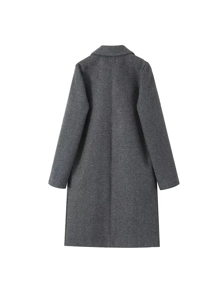 Damski Płaszcz | Prosty krój z ukrytym rzędem guzików z przodu - Arkadya Outlet - Coats