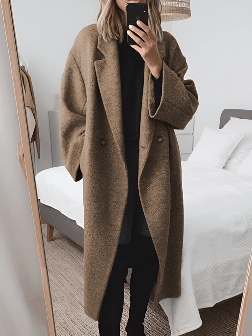 Damski Płaszcz Zimowy | Krój Maxi z Rozluźnionym Fasonem - Arkadya Outlet - Coats
