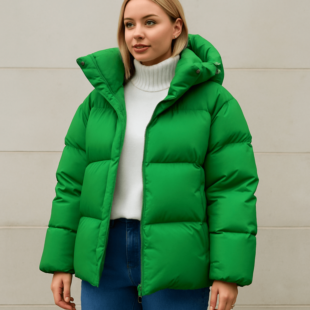 Damski Płaszcz Zimowy | Luźny krój z pikowaną konstrukcją i kapturem - Arkadya Outlet - Coats