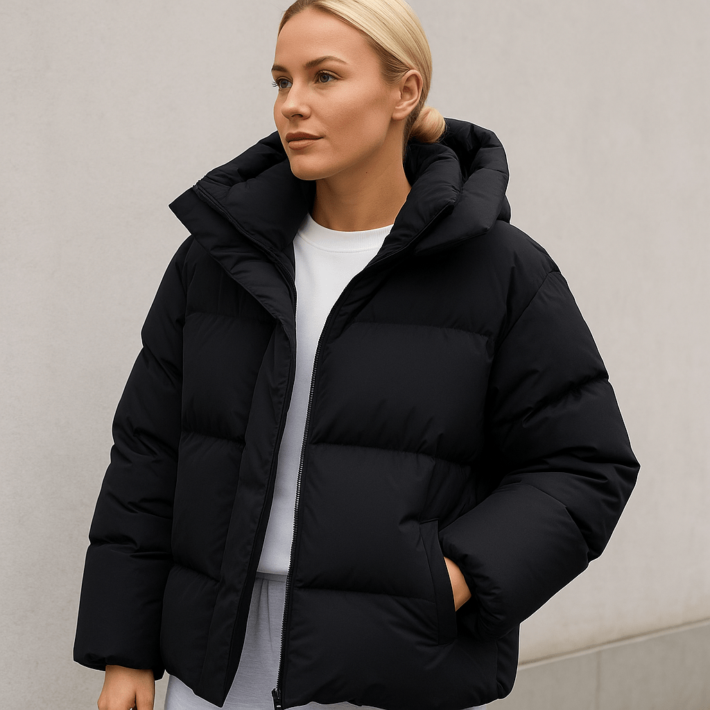 Damski Płaszcz Zimowy | Luźny krój z pikowaną konstrukcją i kapturem - Arkadya Outlet - Coats
