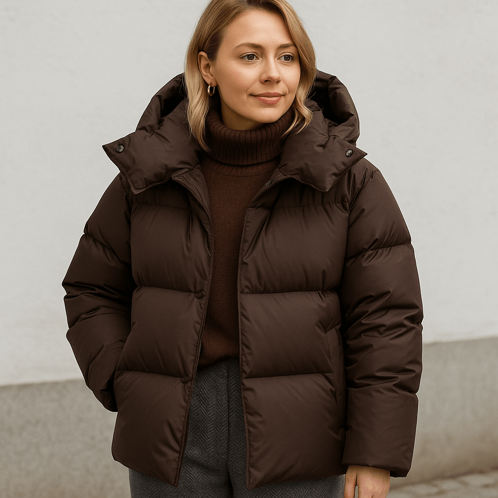 Damski Płaszcz Zimowy | Luźny krój z pikowaną konstrukcją i kapturem - Arkadya Outlet - Coats
