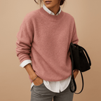 Damski Sweter | Prążkowany krój z okrągłym dekoltem - Arkadya Outlet - Sweaters
