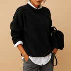 Damski Sweter | Prążkowany krój z okrągłym dekoltem - Arkadya Outlet - Sweaters