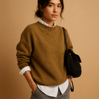 Damski Sweter | Prążkowany krój z okrągłym dekoltem - Arkadya Outlet - Sweaters