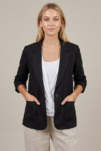 Damski Żakiet | Luźny krój z guzikiem i rękawem 3/4 - Arkadya Outlet - Blazers
