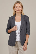 Damski Żakiet | Luźny krój z guzikiem i rękawem 3/4 - Arkadya Outlet - Blazers