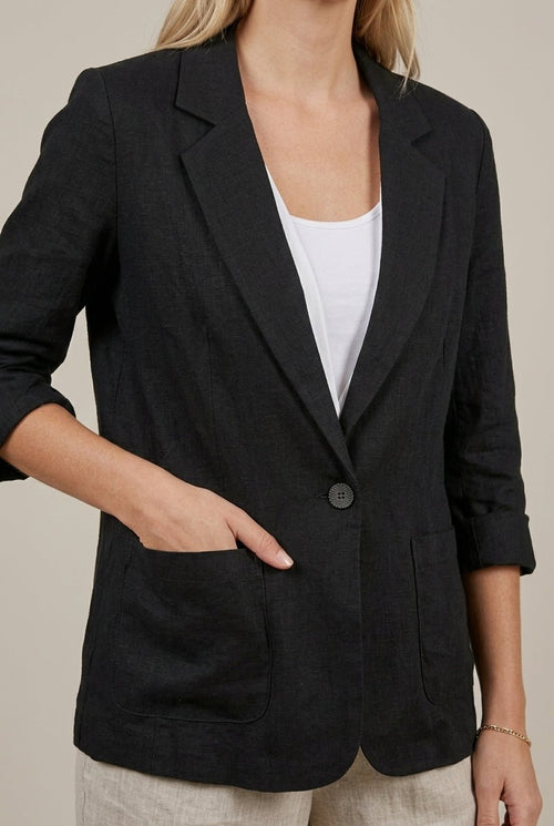 Damski Żakiet | Luźny krój z guzikiem i rękawem 3/4 - Arkadya Outlet - Blazers