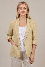 Damski Żakiet | Luźny krój z guzikiem i rękawem 3/4 - Arkadya Outlet - Blazers