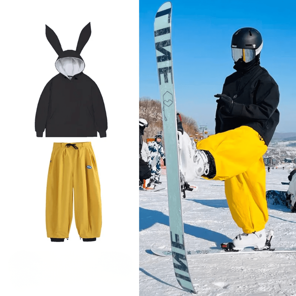 Damski Zestaw | Anorak z kapturem i spodnie z szerokimi nogawkami - Arkadya Outlet - Sets