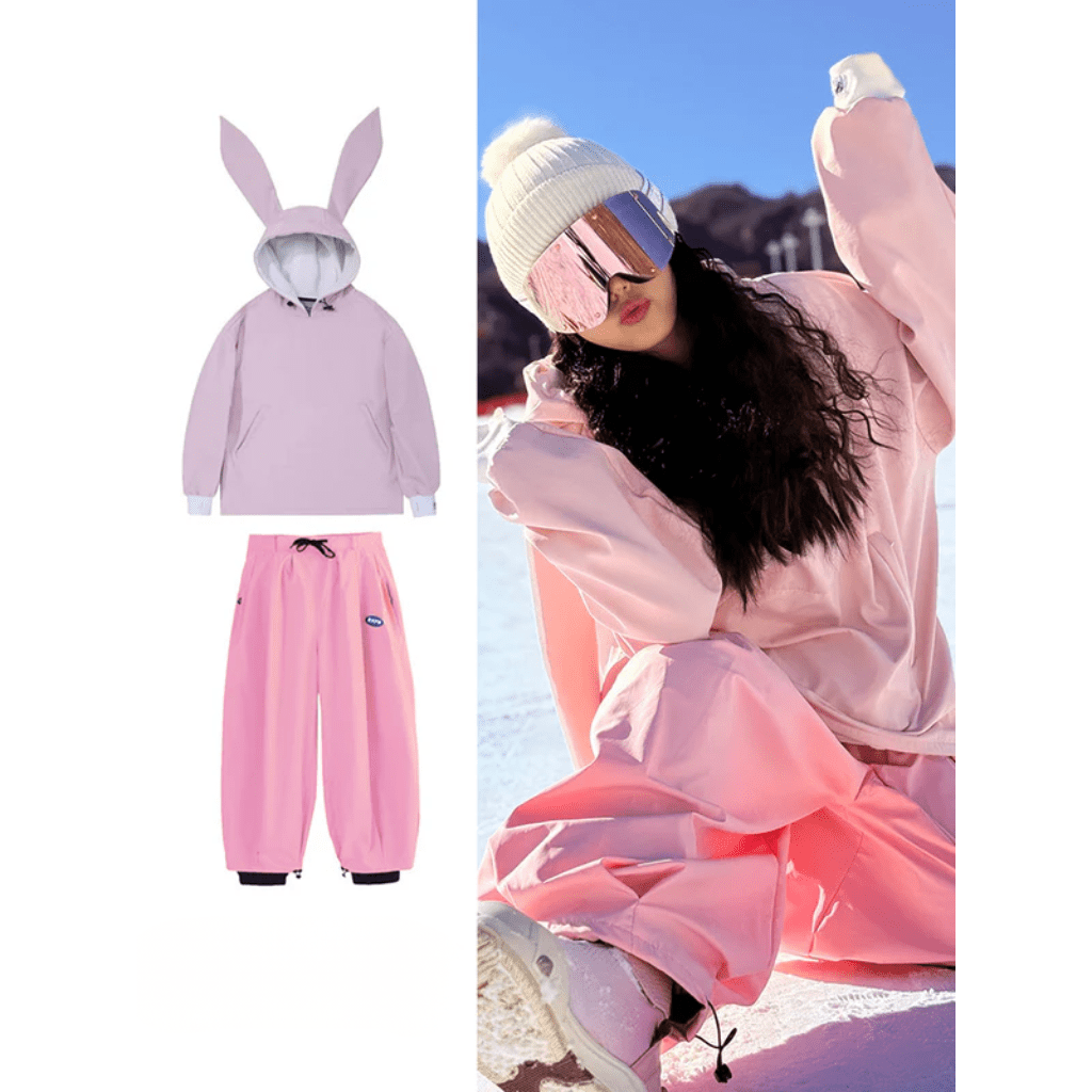 Damski Zestaw | Anorak z kapturem i spodnie z szerokimi nogawkami - Arkadya Outlet - Sets